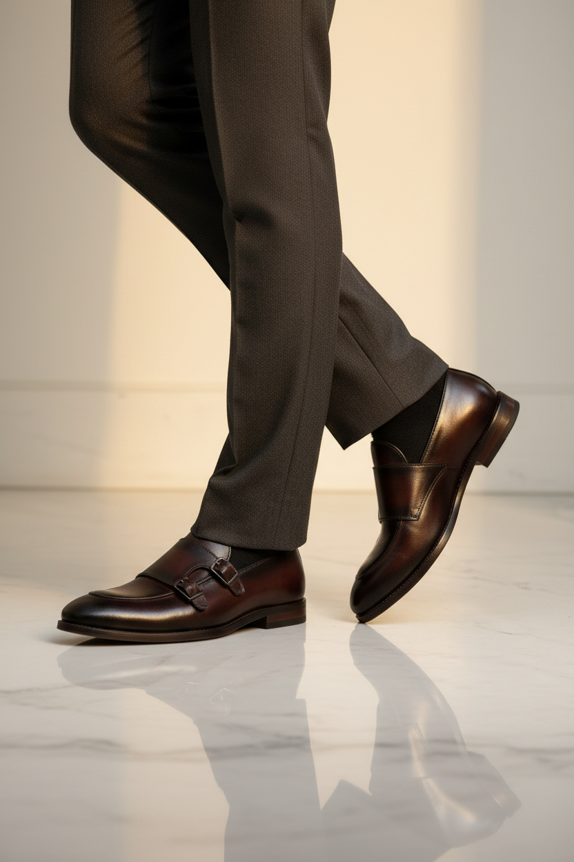 ASH BROWN DOUBLE MONK LOAFERS