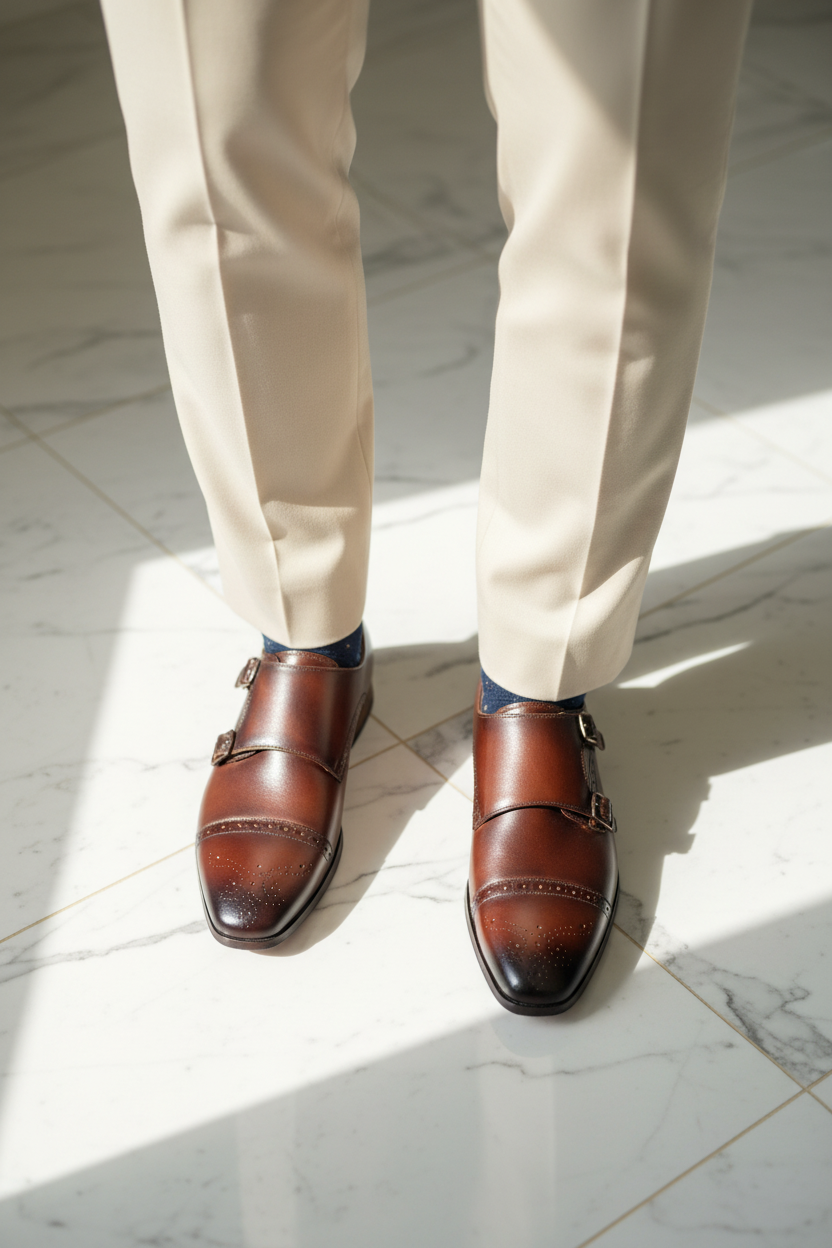 DOUBLE MONK STRAP CAP TOE OXFORD