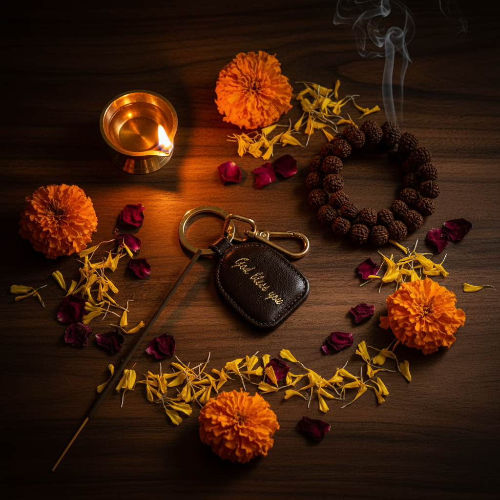 God Bless You Keychain-Black