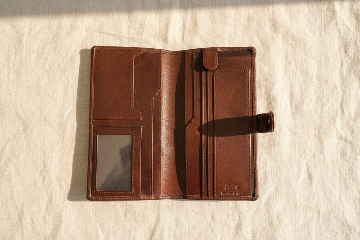 Brown Long Wallet With Snap Closure