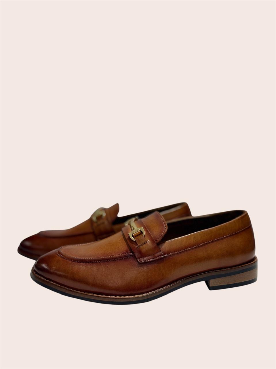 TAN LEATHER HORSEBIT LOAFERS