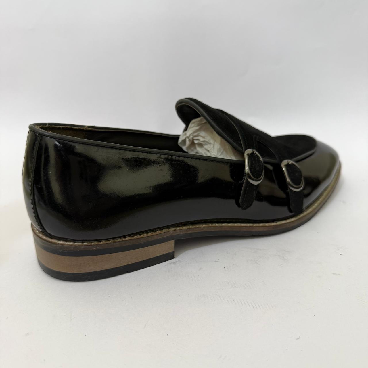 DOUBLE MONK BLACK PATENT LEATHER LOAFERS
