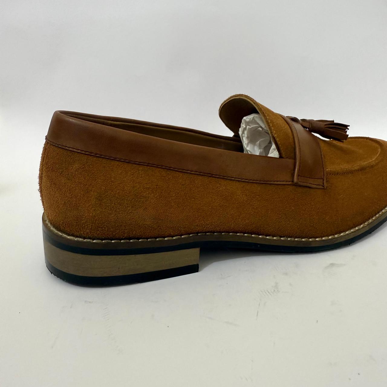 TAN SUEDE TASSEL LOAFERS