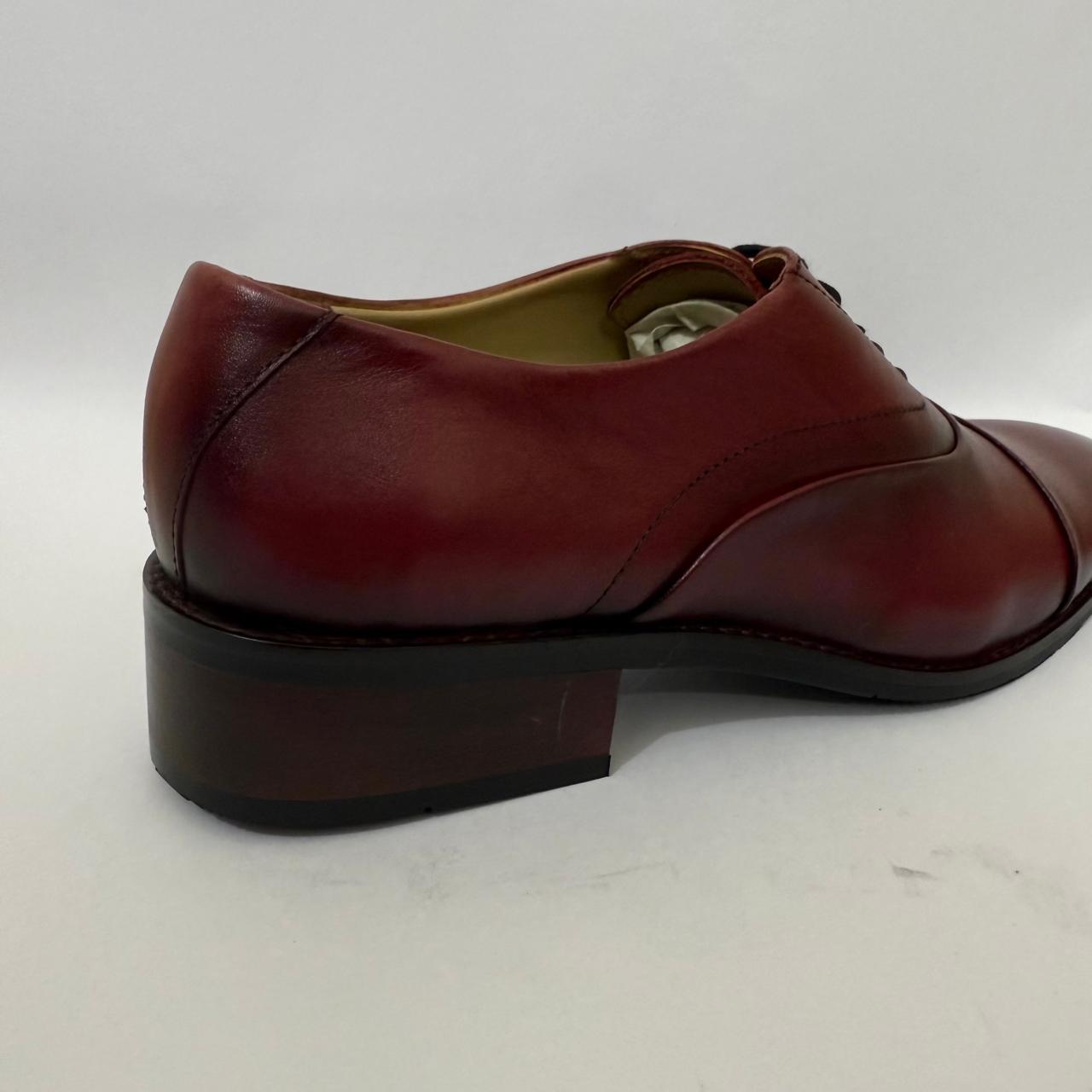 MAROON LEATHER OXFORD SHOES