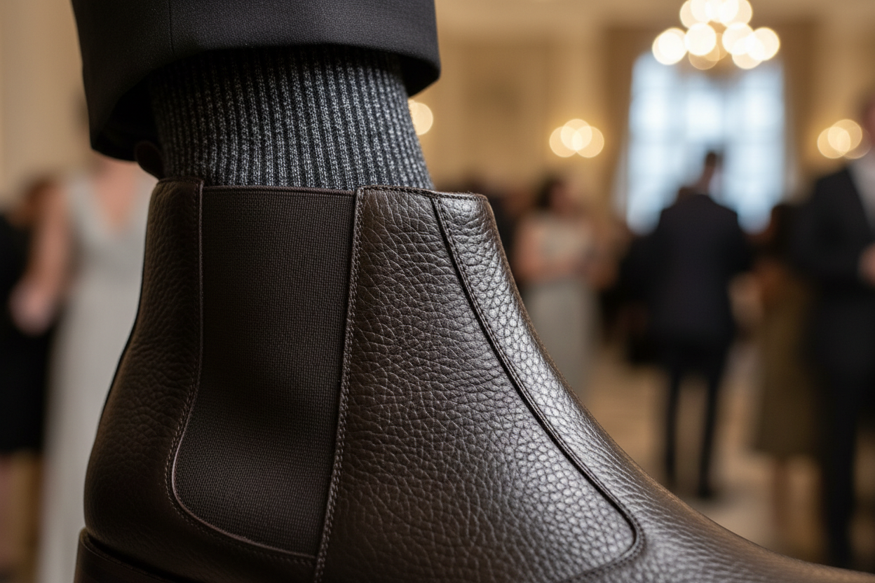 DARK ESPRESSO CROC CHELSEA BOOT