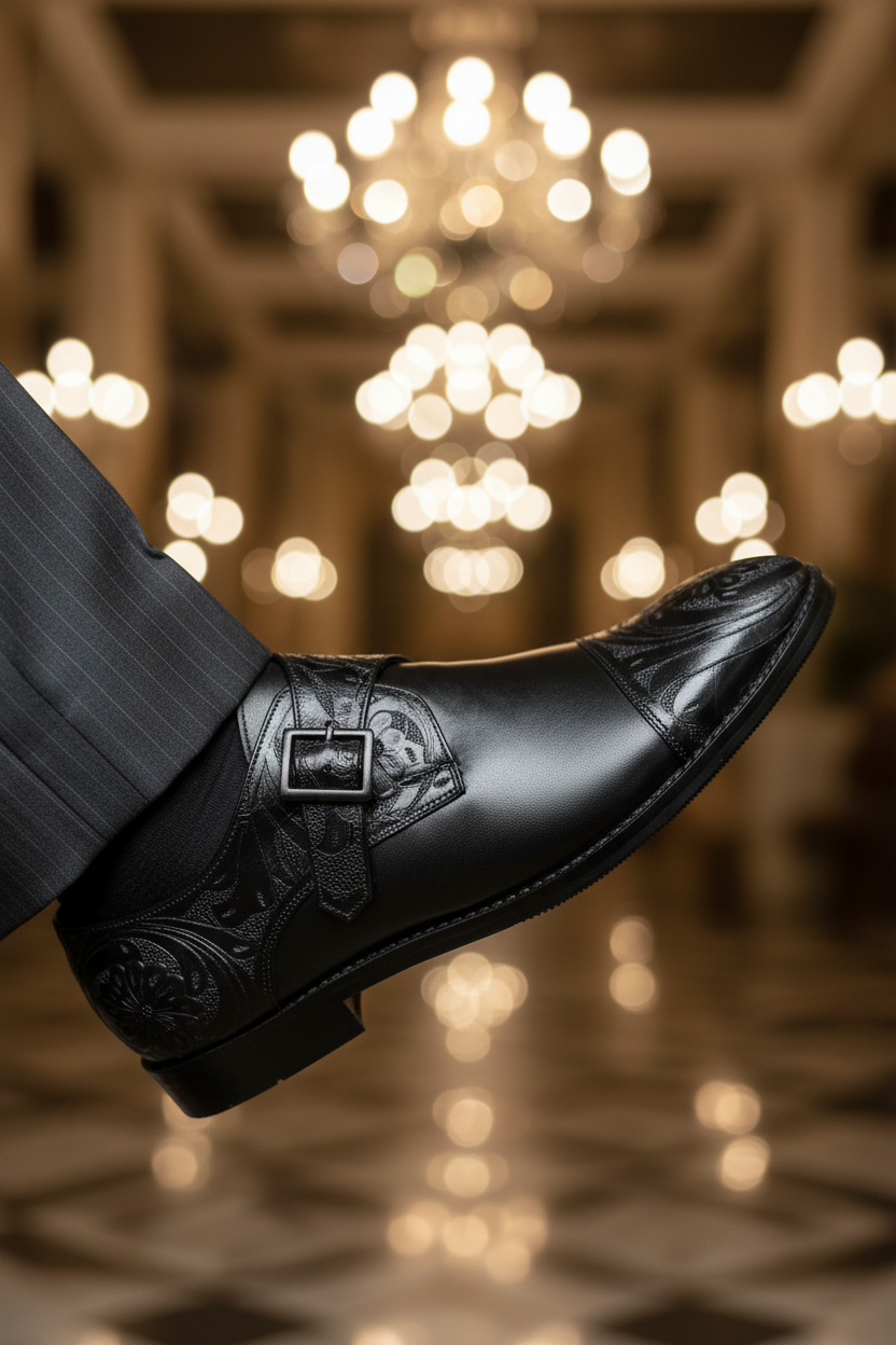 BLACK HANDCRAFTED SINGLE MONK STRAP FORMALS
