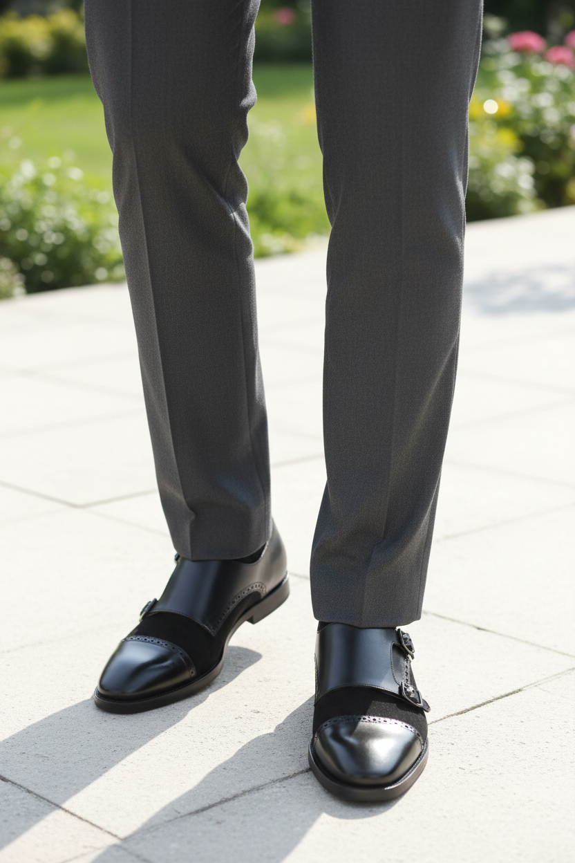 BLACK DOUBLE MONK STRAP FORMALS
