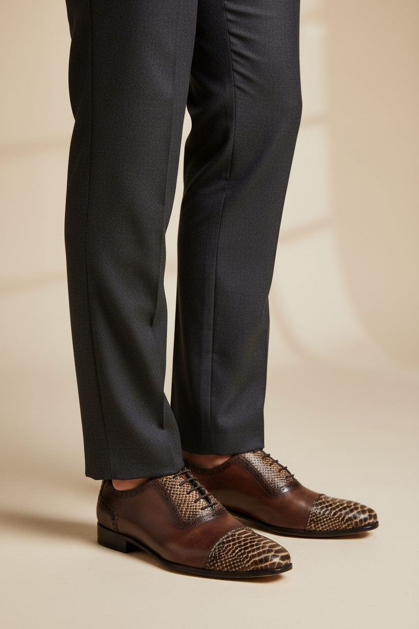 BROWN CAPTOE TEXTURED OXFORDS