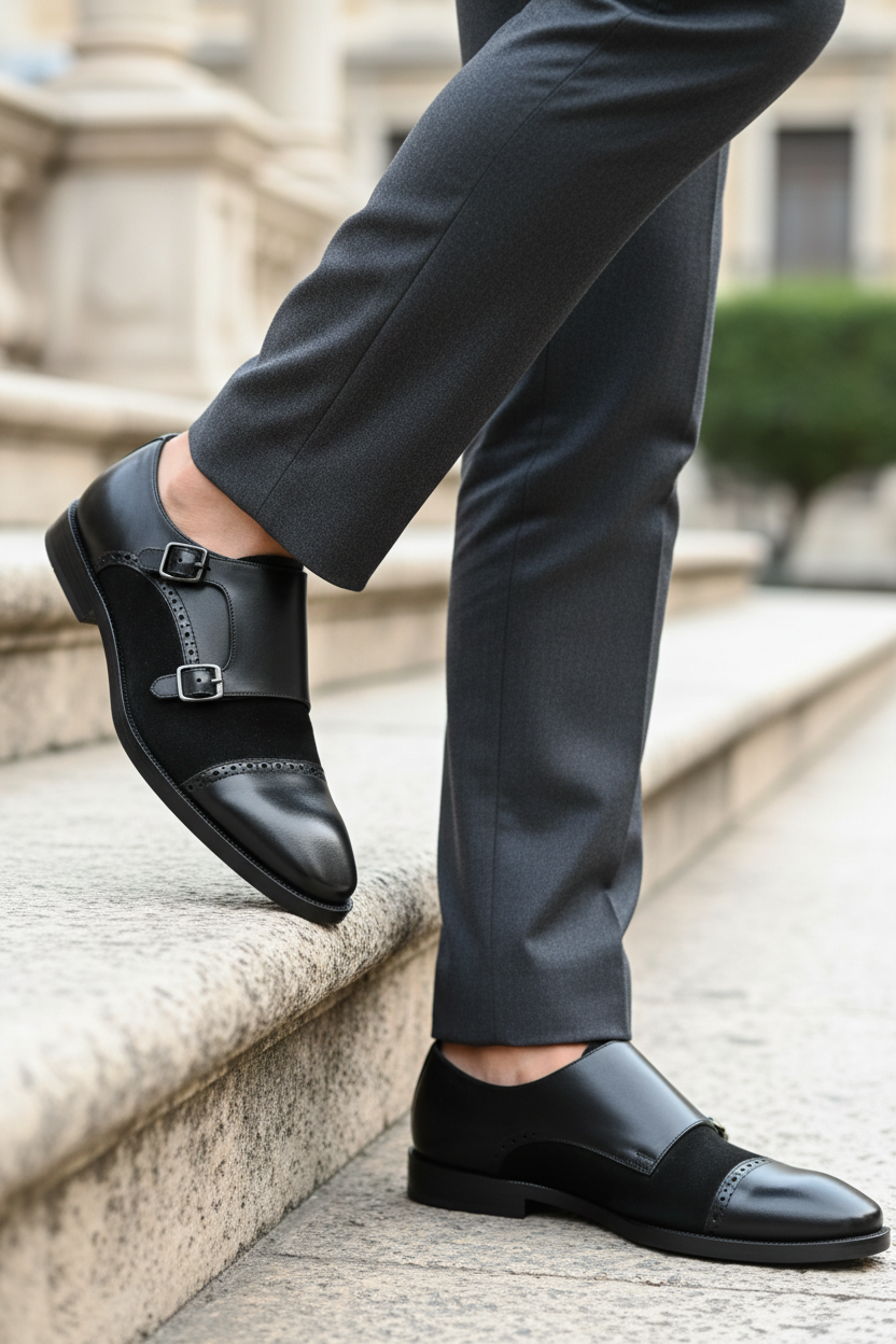 BLACK DOUBLE MONK STRAP FORMALS