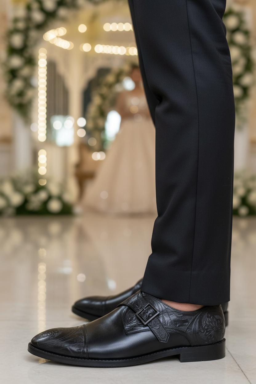 BLACK HANDCRAFTED SINGLE MONK STRAP FORMALS