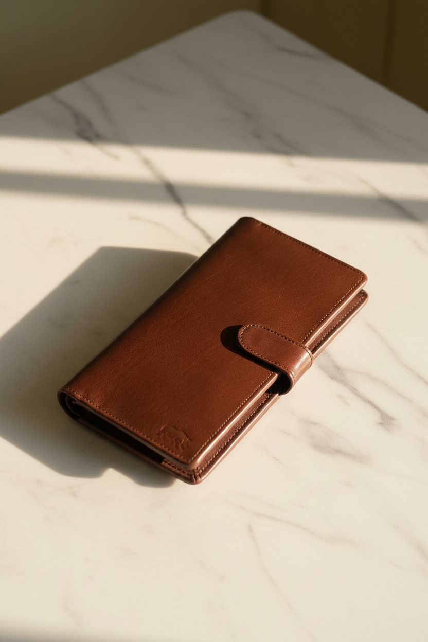 Brown Long Wallet With Snap Closure