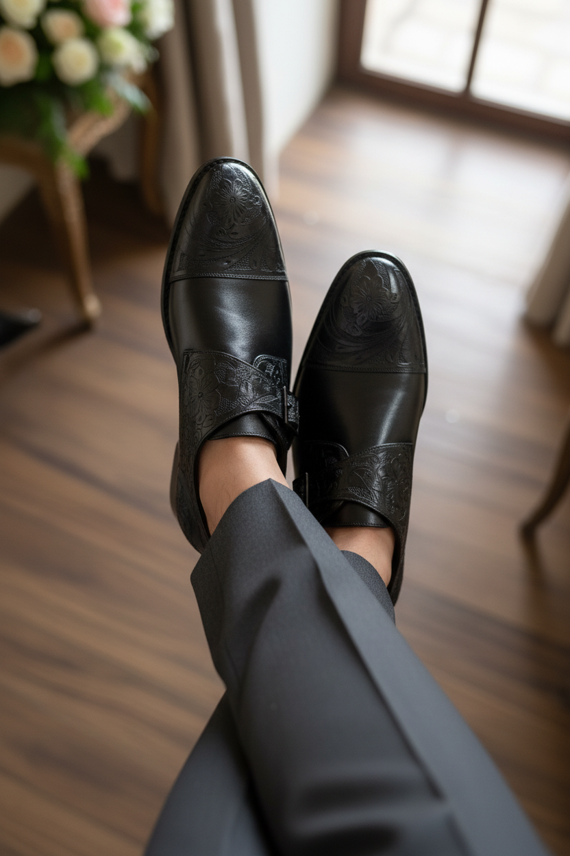 BLACK HANDCRAFTED SINGLE MONK STRAP FORMALS