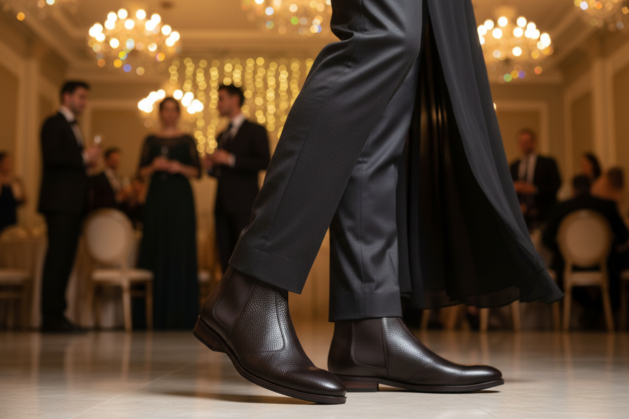 DARK ESPRESSO CROC CHELSEA BOOT