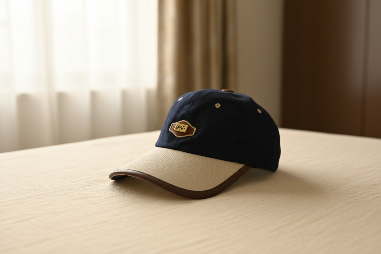 Navy + Cream Two-Tone Cap (navy crown, ivory brim)