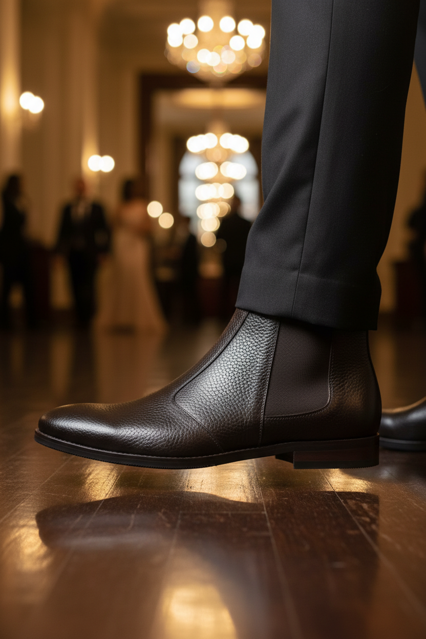 DARK ESPRESSO CROC CHELSEA BOOT