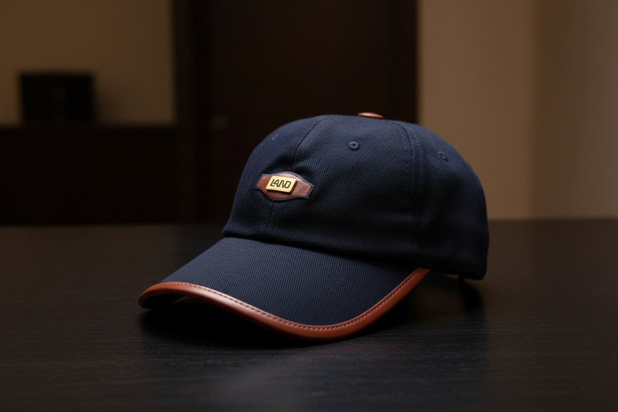 Navy Blue Cap (all-navy with brown leather trim)