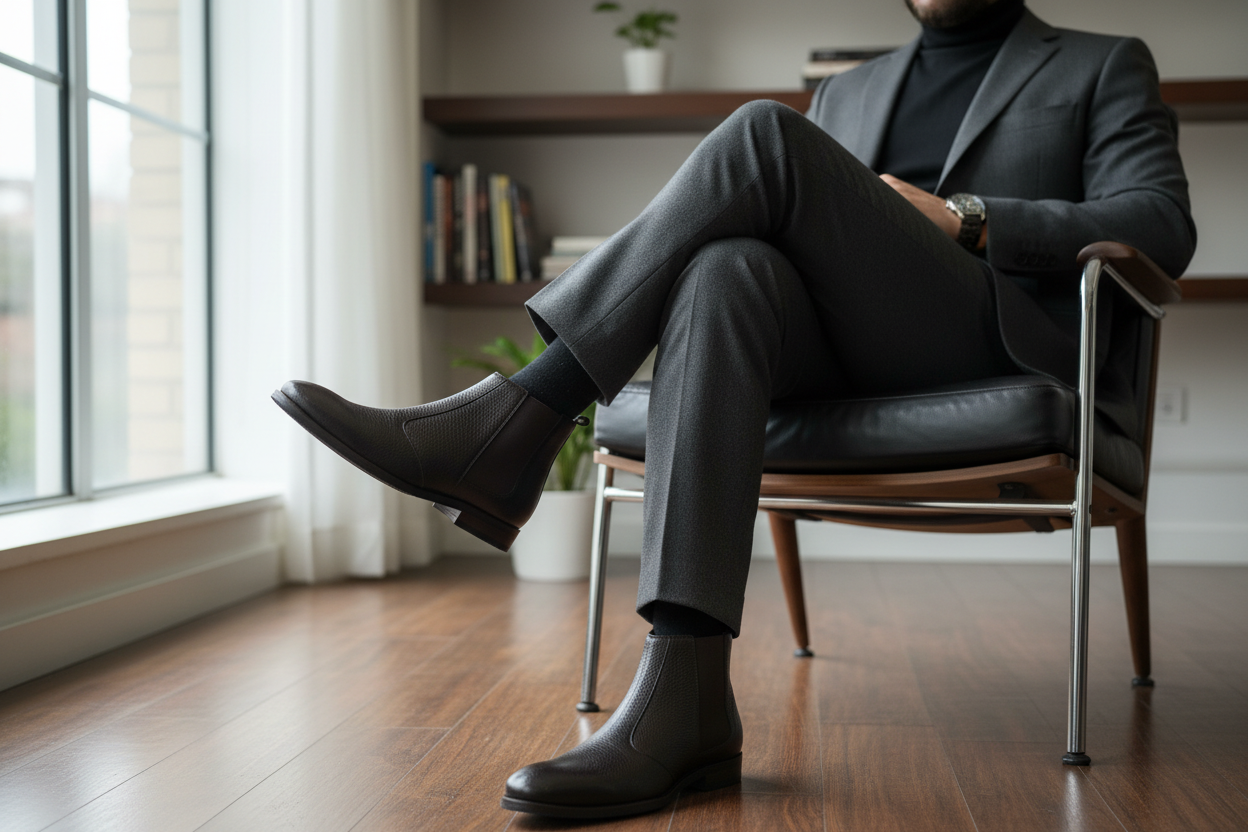 DARK ESPRESSO CROC CHELSEA BOOT