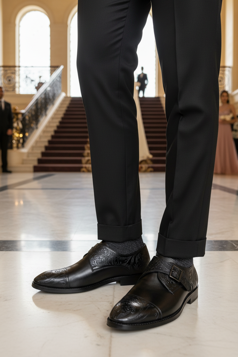 BLACK HANDCRAFTED SINGLE MONK STRAP FORMALS