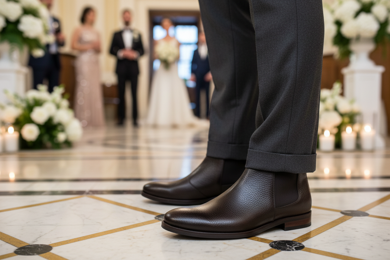 DARK ESPRESSO CROC CHELSEA BOOT