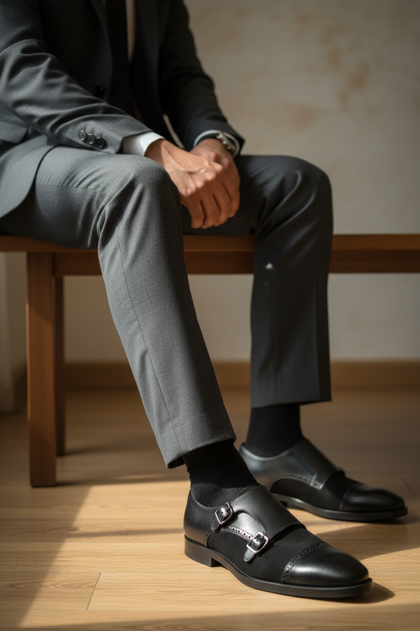 BLACK DOUBLE MONK STRAP FORMALS