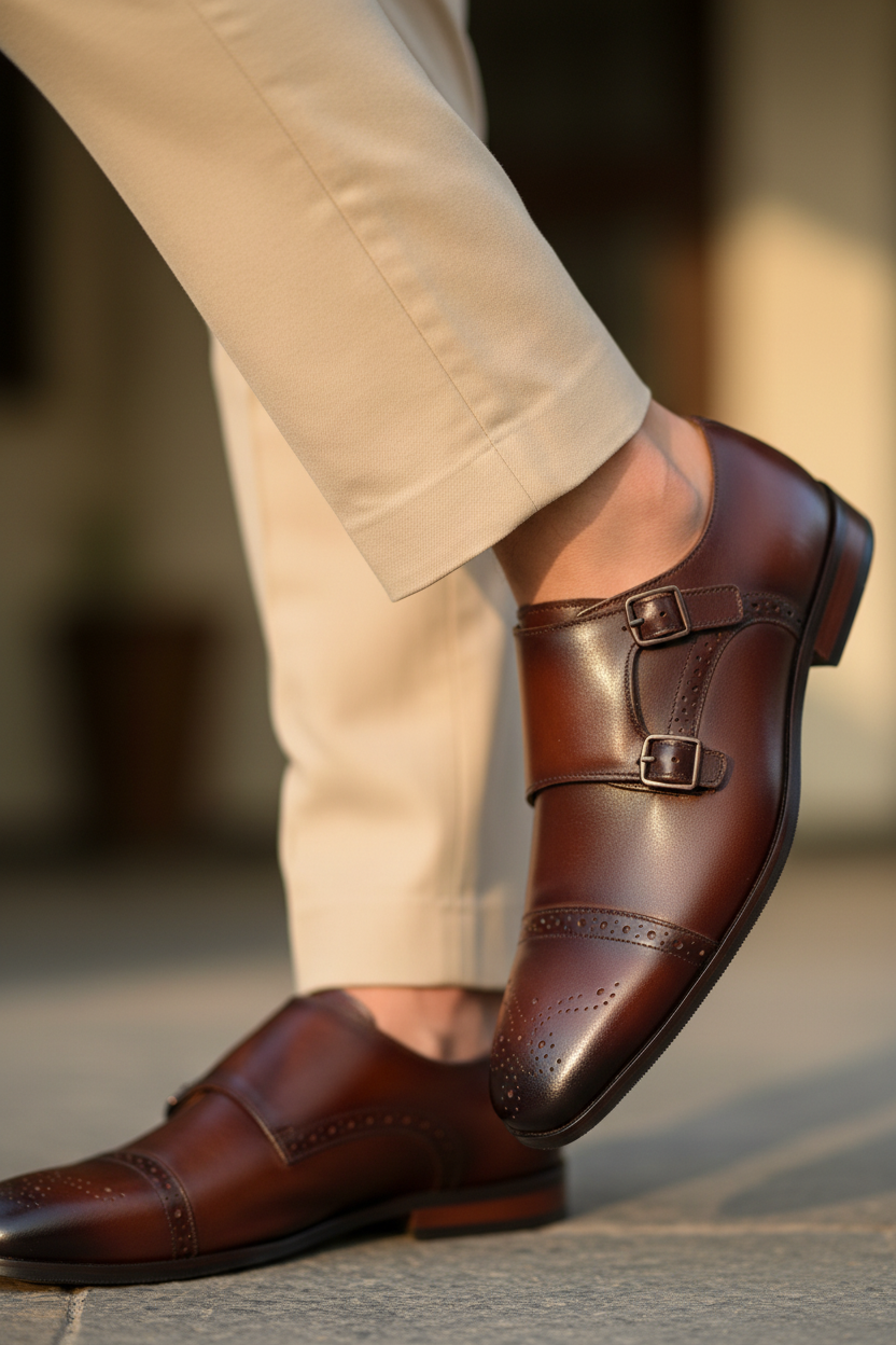 DOUBLE MONK STRAP CAP TOE OXFORD
