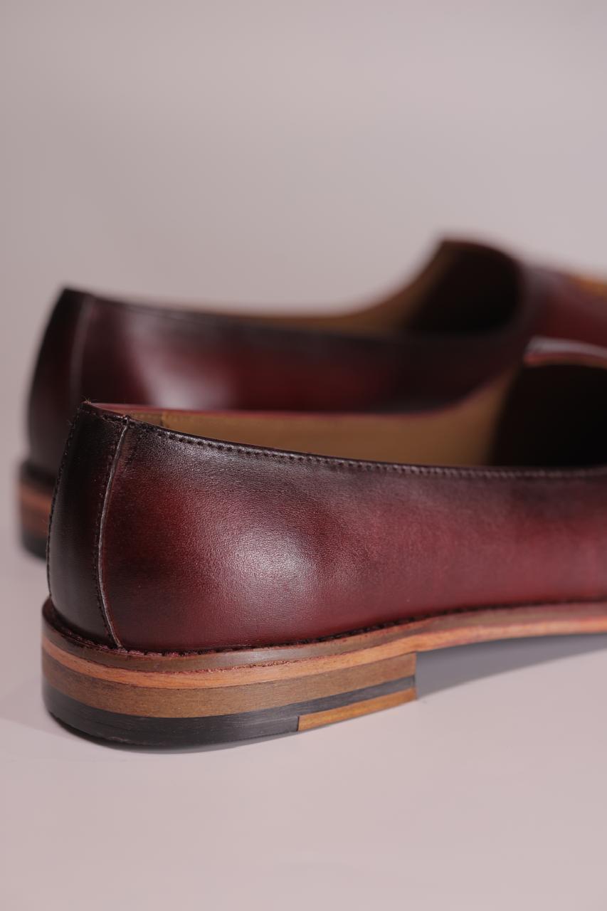 HAND-EMBROIDERED MAROON LEATHER JALSA