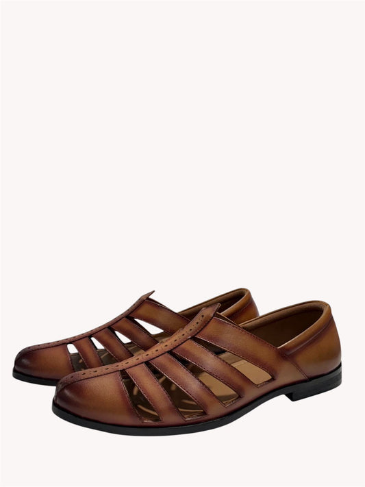 CLASSIC BROWN LEATHER FISHERMAN SANDALS