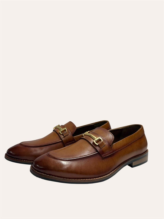 TAN LEATHER HORSEBIT LOAFERS