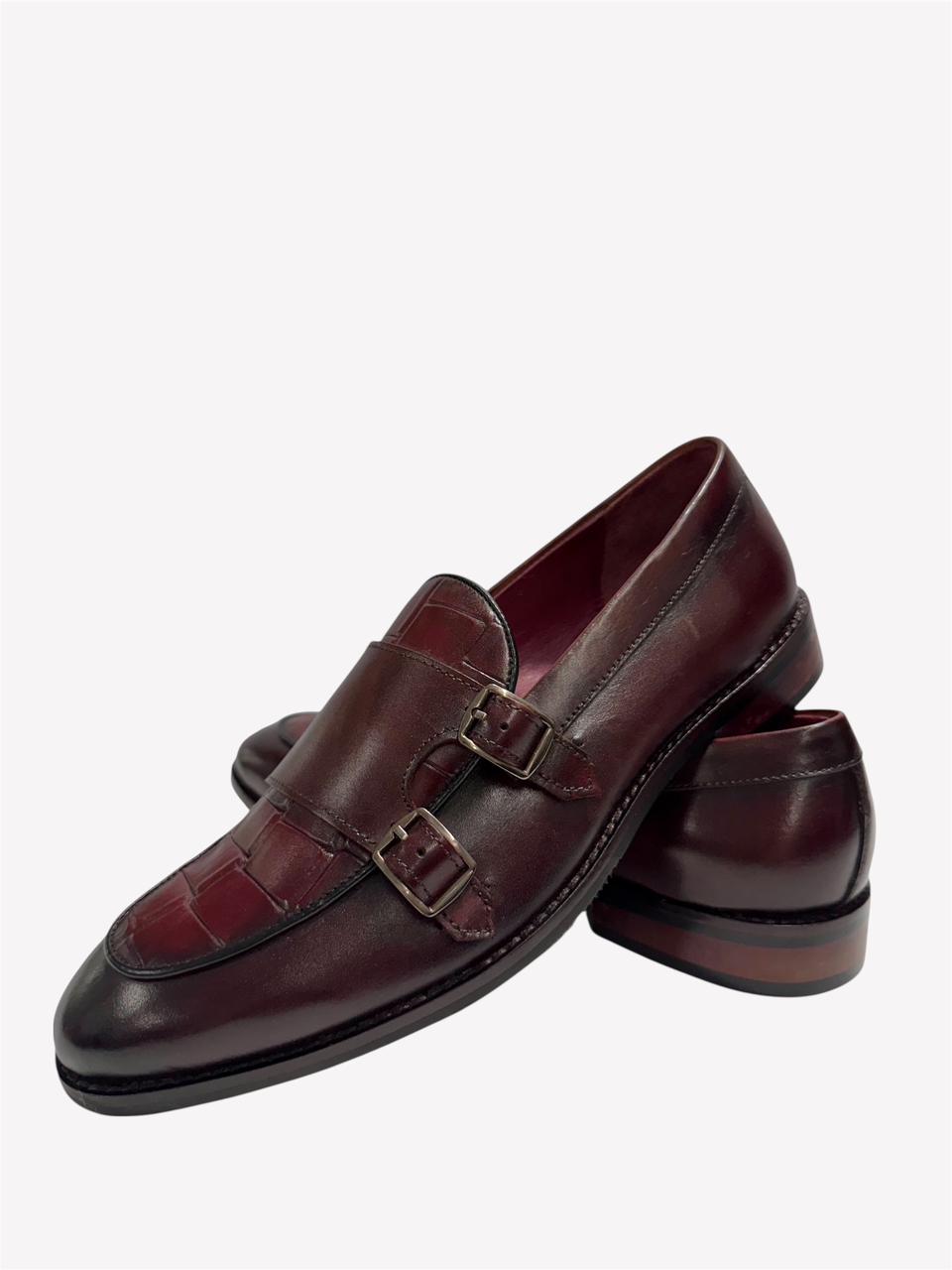 BURGUNDY DOUBLE MONK LOAFERS