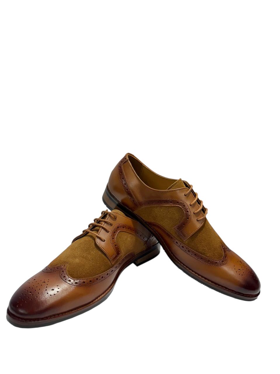 TWO-TONE LEATHER & SUEDE WINGTIP BROGUES