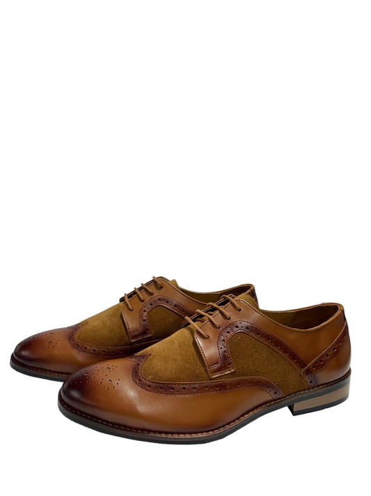 TWO-TONE LEATHER & SUEDE WINGTIP BROGUES