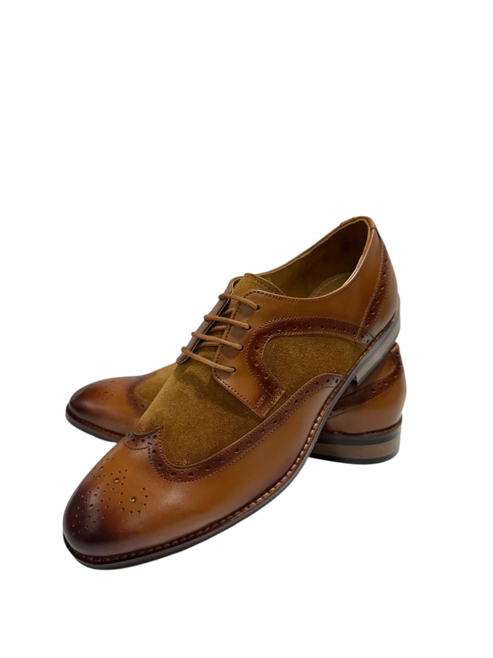 TWO-TONE LEATHER & SUEDE WINGTIP BROGUES