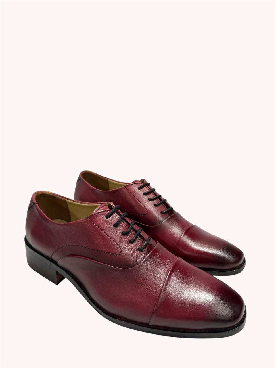 MAROON LEATHER OXFORD SHOES