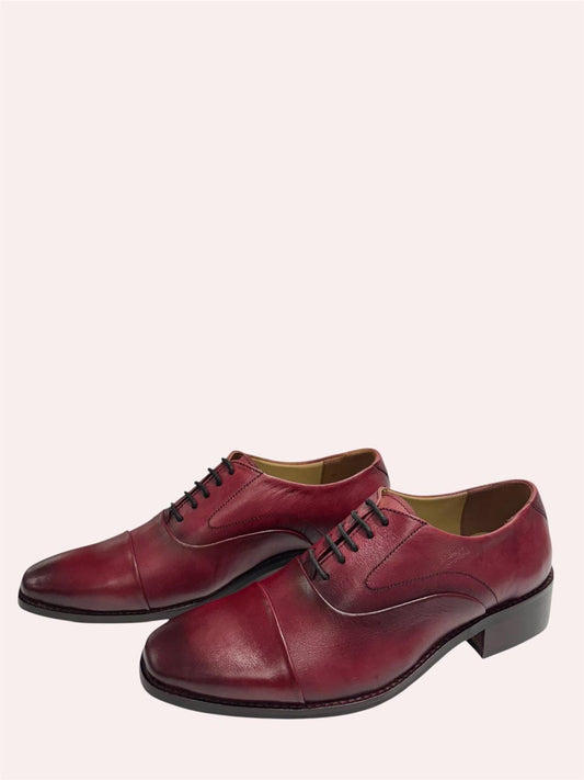 MAROON LEATHER OXFORD SHOES
