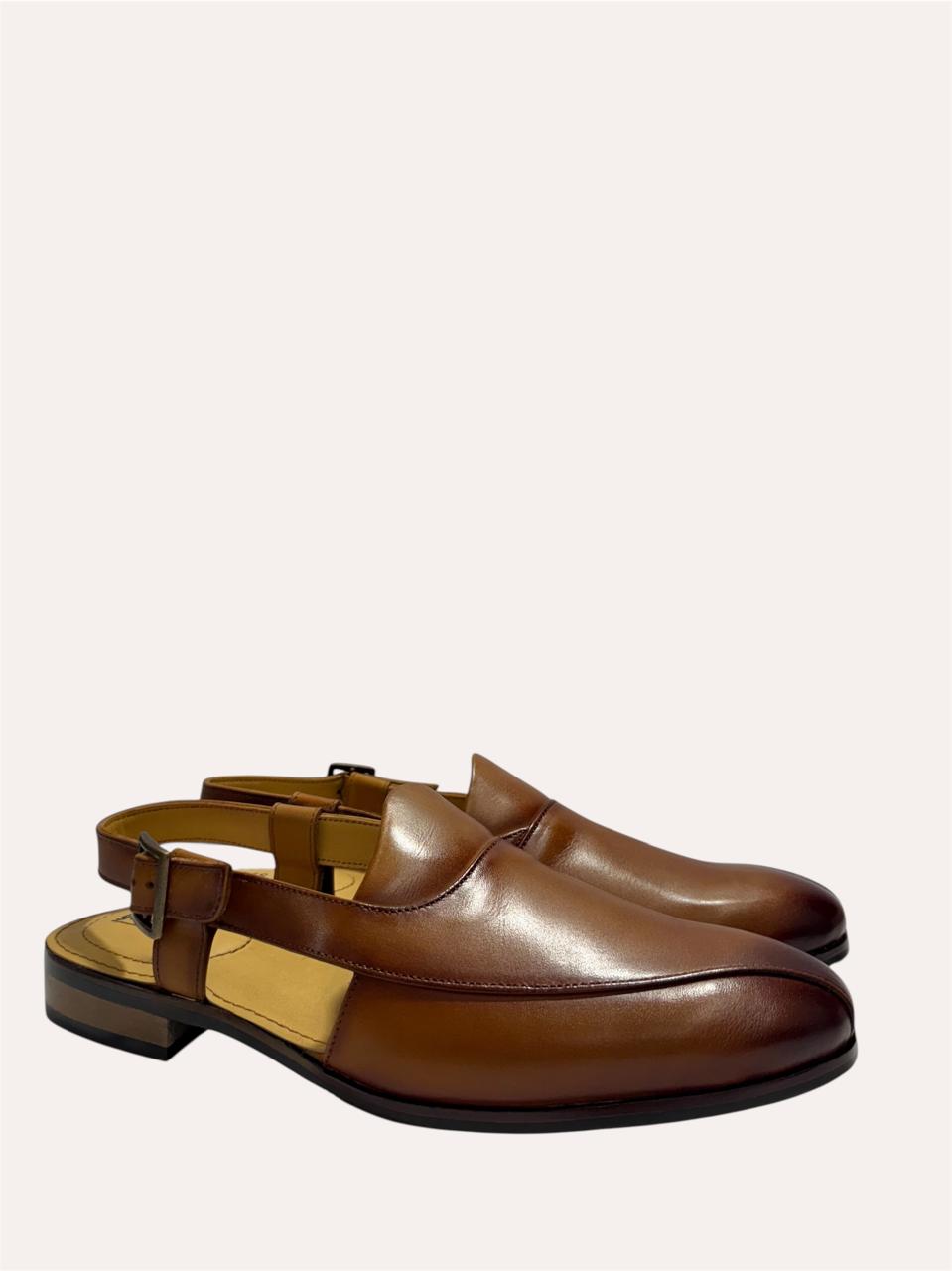 TAN CUT-SLING SANDALS