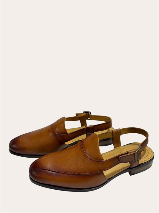 TAN CUT-SLING SANDALS
