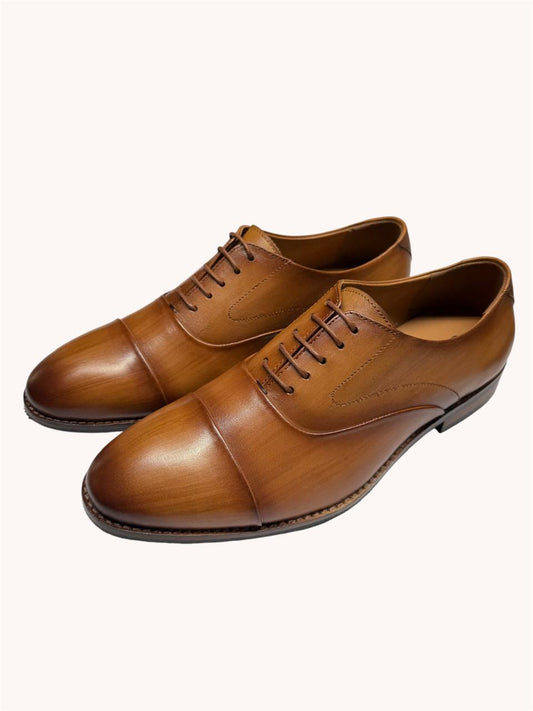 TAN OXFORD CAP TOE SHOES