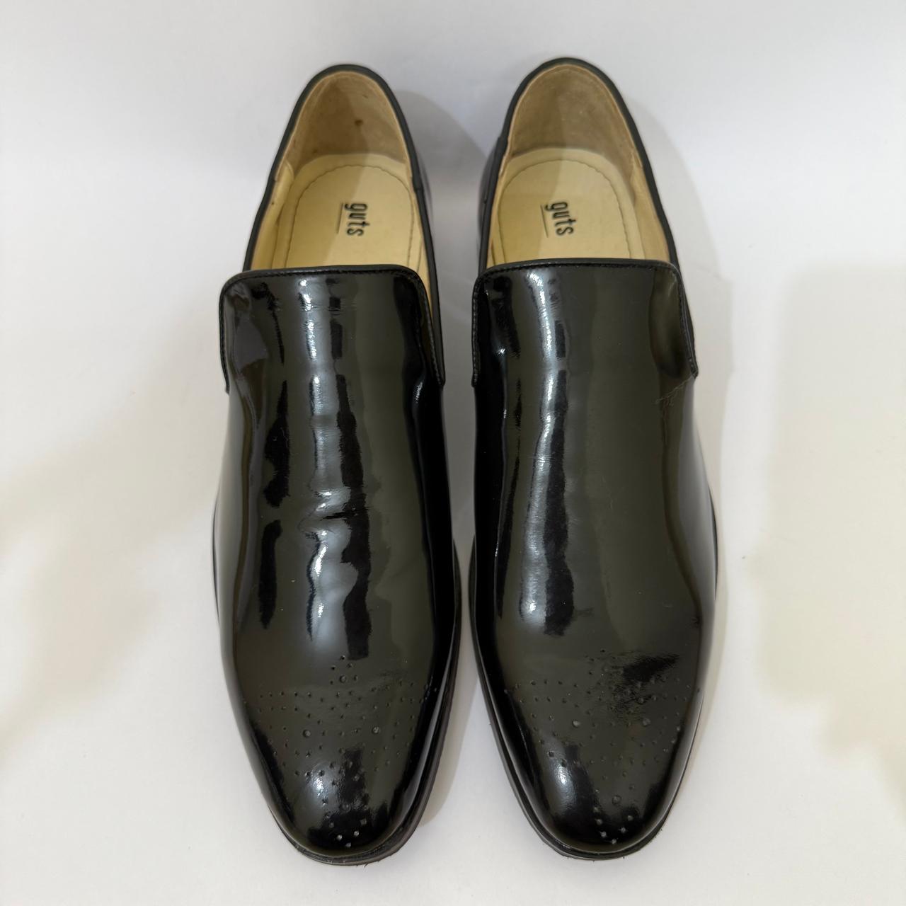 BLACK PATENT LEATHER SLIP-ON LOAFERS