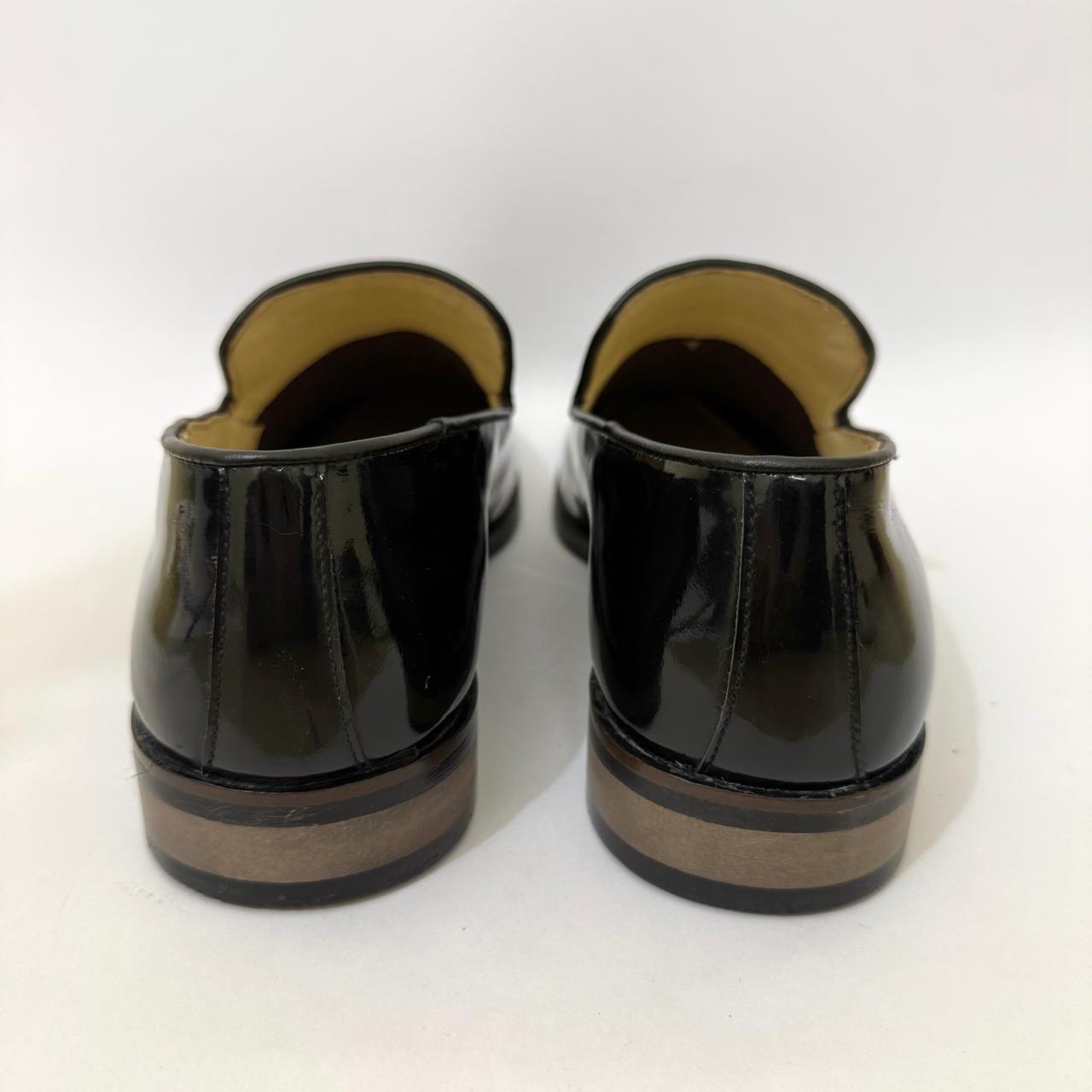 BLACK PATENT LEATHER SLIP-ON LOAFERS