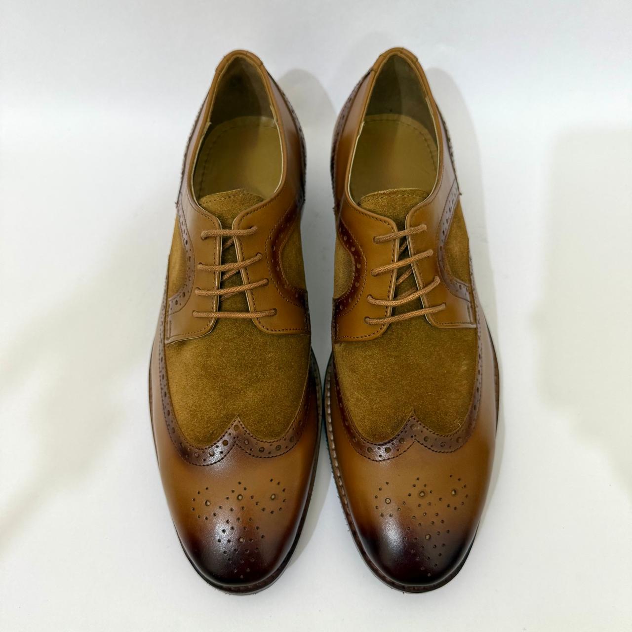 TWO-TONE LEATHER & SUEDE WINGTIP BROGUES