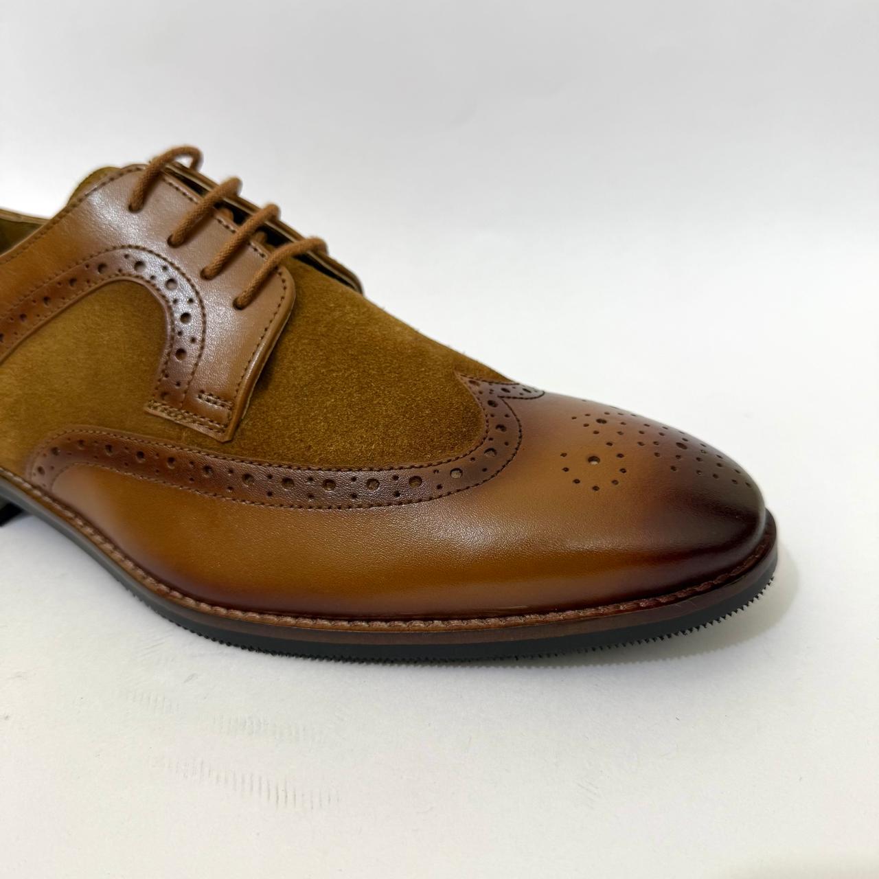 TWO-TONE LEATHER & SUEDE WINGTIP BROGUES