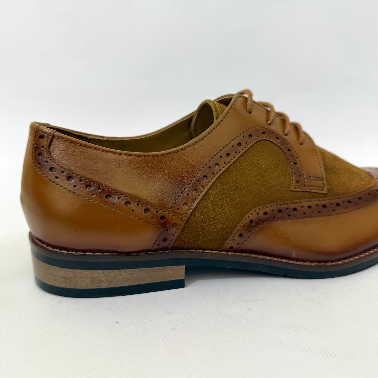 TWO-TONE LEATHER & SUEDE WINGTIP BROGUES