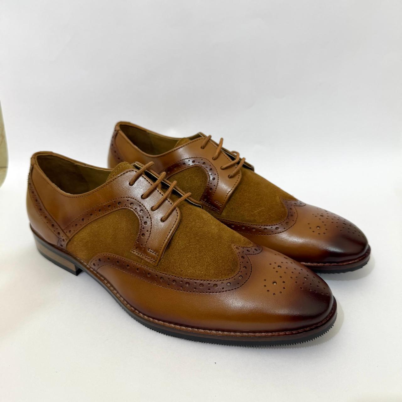 TWO-TONE LEATHER & SUEDE WINGTIP BROGUES