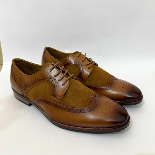 TWO-TONE LEATHER & SUEDE WINGTIP BROGUES