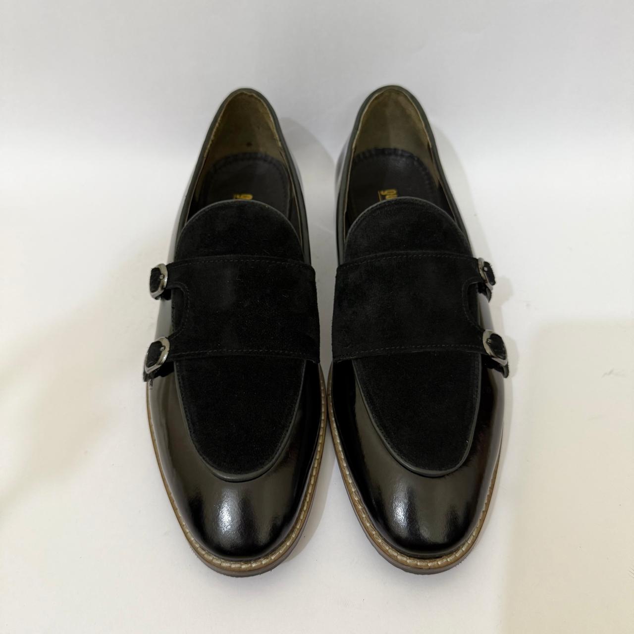 DOUBLE MONK BLACK PATENT LEATHER LOAFERS