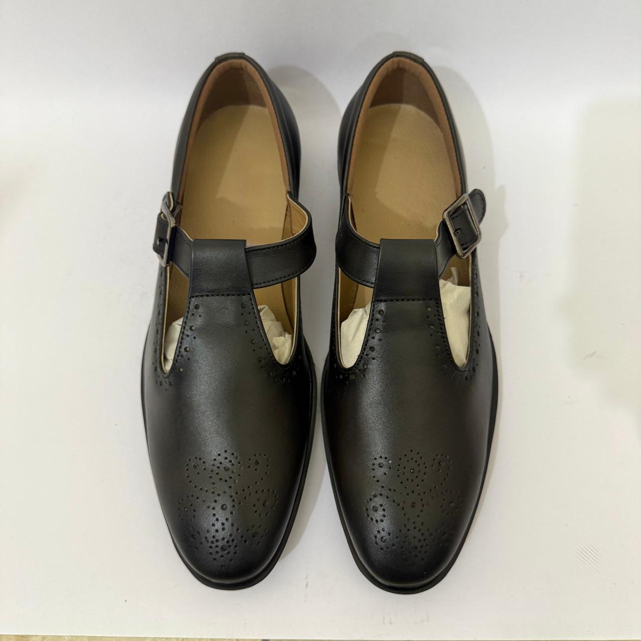 CLASSIC BLACK T-STRAP BROGUES