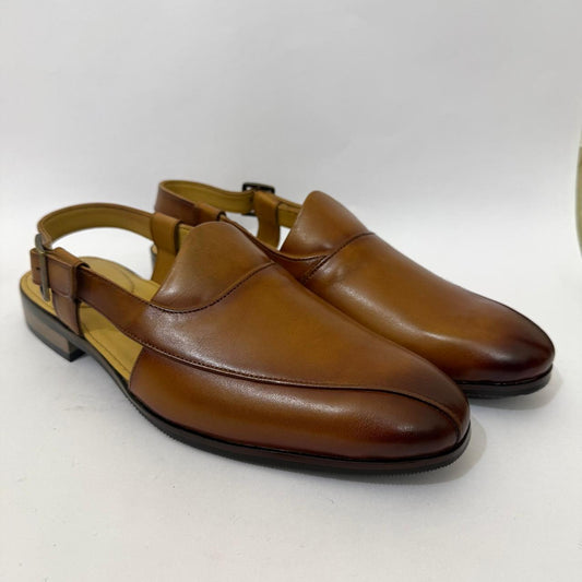 TAN CUT-SLING SANDALS