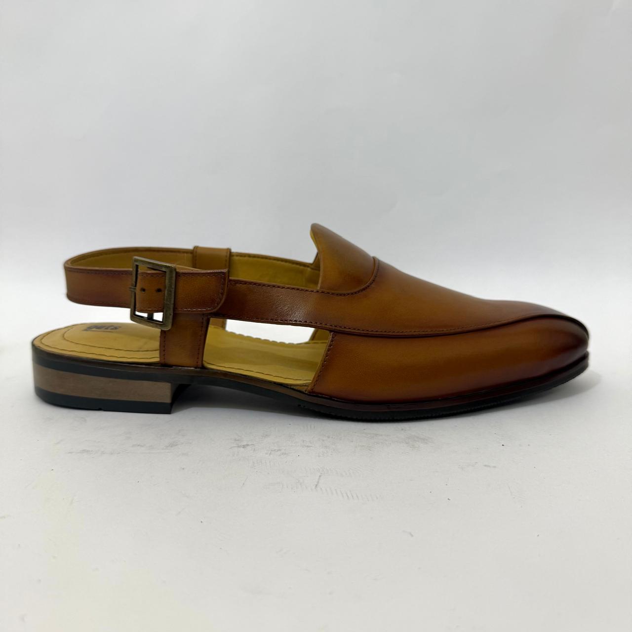 TAN CUT-SLING SANDALS