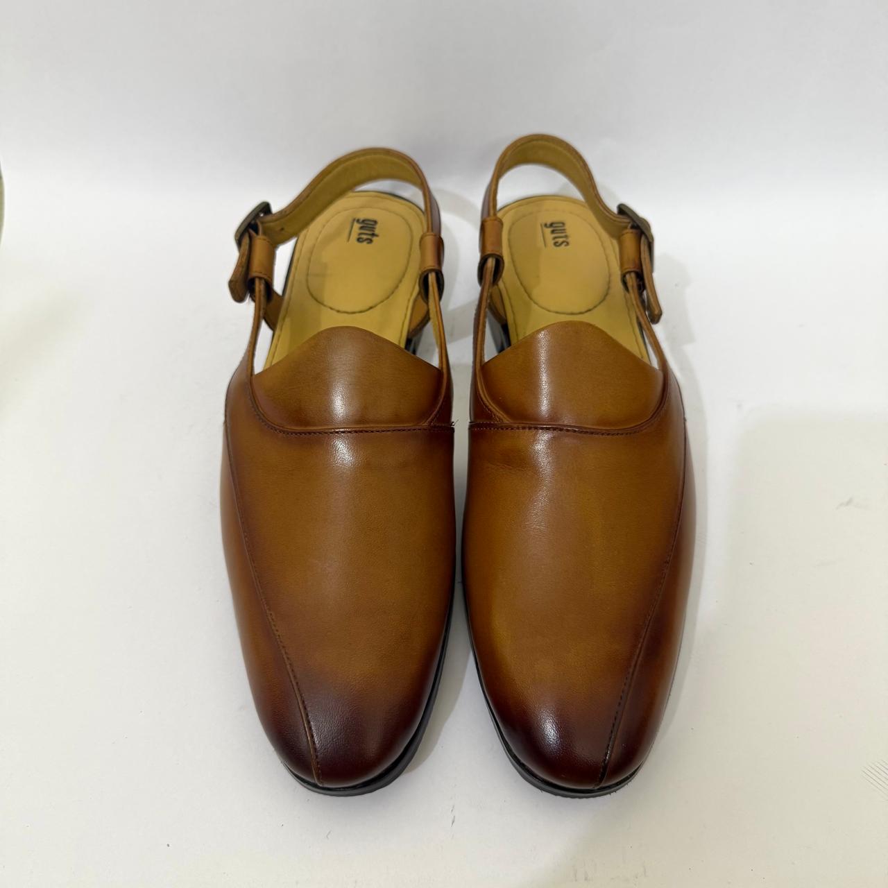 TAN CUT-SLING SANDALS