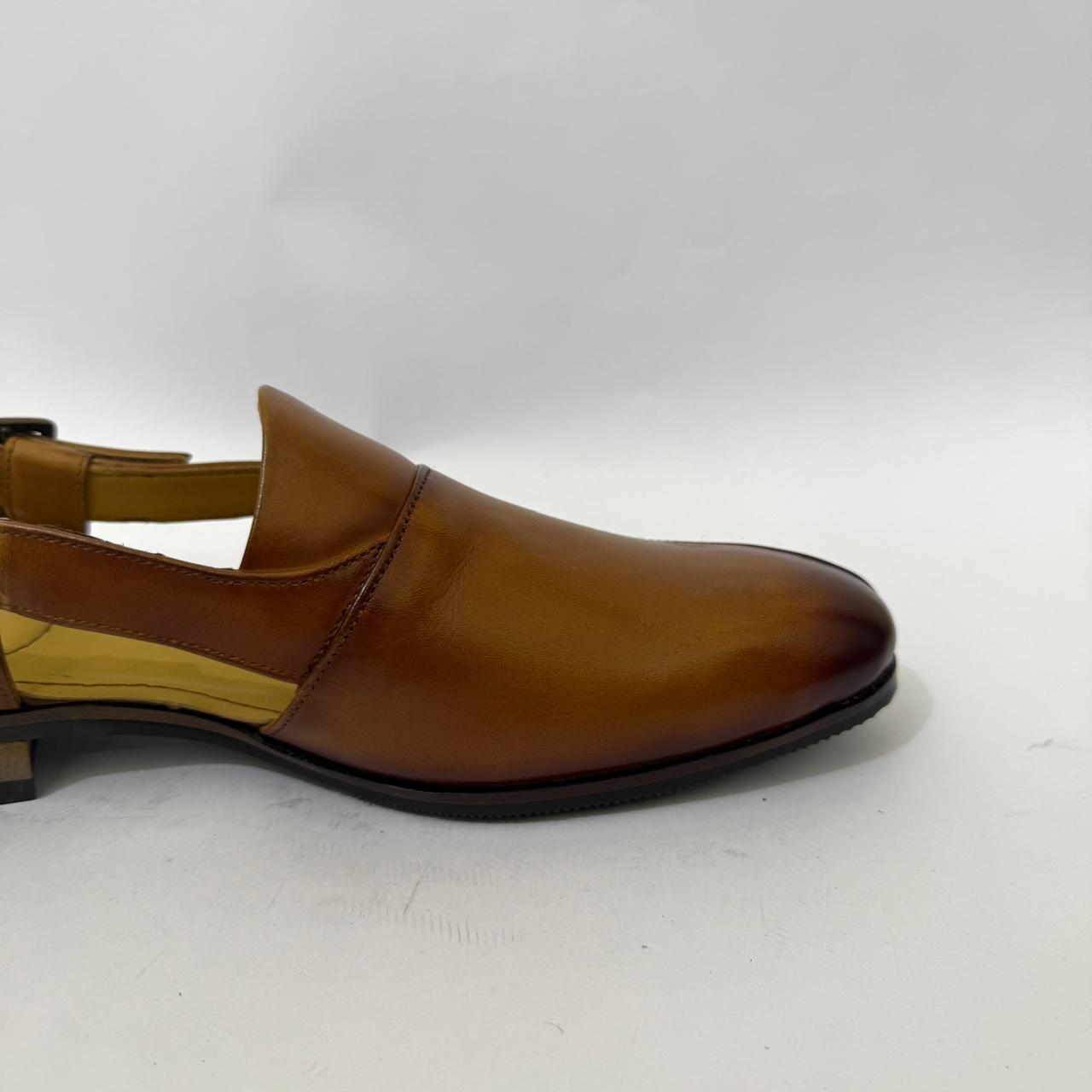 TAN CUT-SLING SANDALS